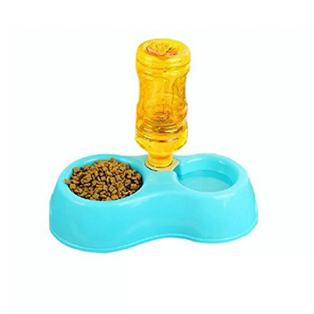 Dual Port Dog Automatic Water Dispenser Feeder Utensils Bowl Cat Drinking Fountain Food Dish Pet Bowl Raised Stand Dish Bowls