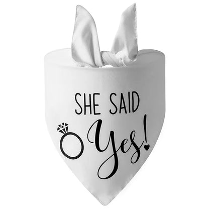 Dog Wedding Bandana Pet Triangle Bib White Scarf Neckerchief Engagement Announcemet She Said Yes My Humans are Getting Married