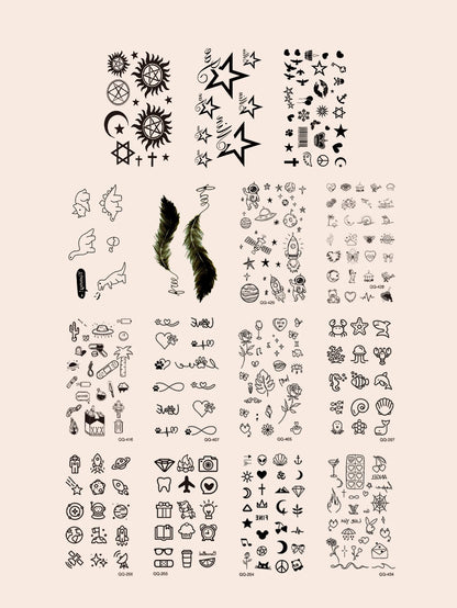 15pcs Waterproof Temporary Tattoo Sticker Starry Moon Flower Heart Flying Bird Fake Tatto Flash Tatoo finger Tato for  Women Men