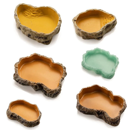 Pet Reptile Feeder Bowl Resin Aquarium Basin Food Water Pot Reptile Turtle Tortoise Scorpion Lizard Crabs Feeding Supplies New