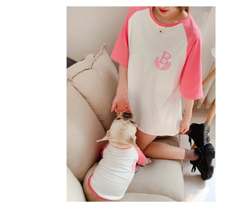 Dog Vest  Dog Shirts for Dogs  Dog Costume  Dog Clothes Parent-child Wear Spring and Summer Embroidery Four Colors