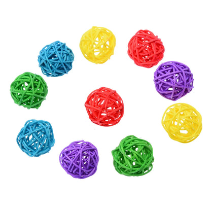 10pcs Primary Color Sepak Takraw Parrot Chewing Toy Ball Pet Bird Foot/foot Scratching/foot Toy Pet Chewing Toy Sepak Takraw