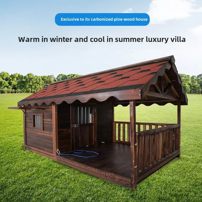 Outdoor Dog House Solid Wood Waterproof Large Dog Golden Retriever Kennel Rainproof Kennel Pet Villa Summer Outdoor Dog House