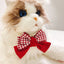 Pearl Chain Pet Dog Necklace Christmas Red Bow Tie Neck Accessories for Small Medium Puppy Romantic Lace Adjust Cat Accessories