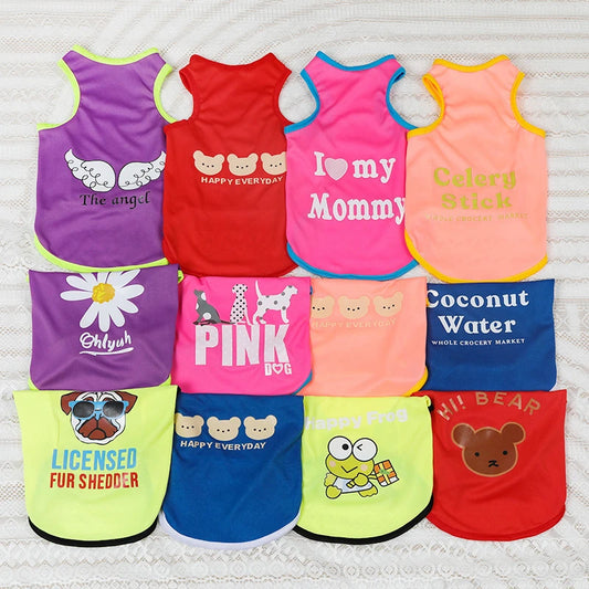 Cartoon Print Summer Pet Dog Clothes Daisy Animal Lightweight Spring Vest for Cat Medium Big Pet Supplies XXL Puppy Clothing