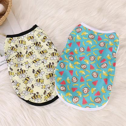 Summer Sphynx Cat Clothes Cute Print Pet Vest Shirt for Cats Gotas Kitten Kedi Shirts mascotas Dog Clothing ropa para gato