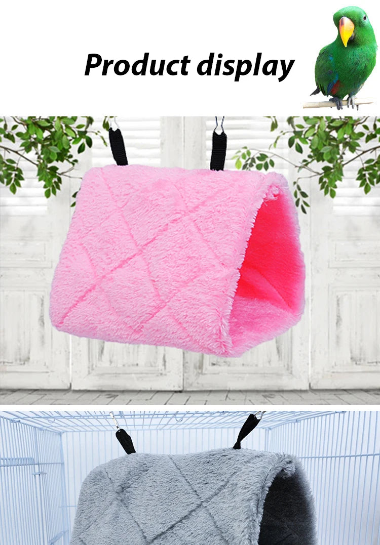 Winter Pet Bird Parrot Cages Warm Plush Hammock Hut Tent Bed Hanging Cave for Sleeping and Hatching Bird Accessories