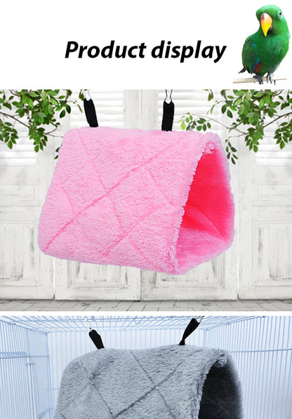 Winter Pet Bird Parrot Cages Warm Plush Hammock Hut Tent Bed Hanging Cave for Sleeping and Hatching Bird Accessories