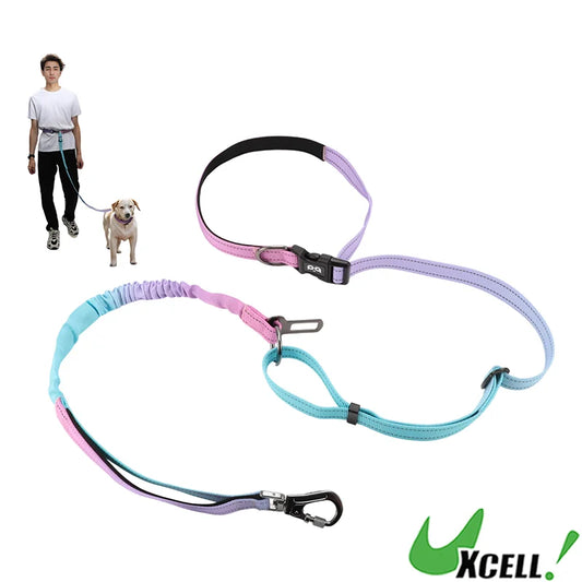 UXCELL Fashion Hands Free Dog Leash No Pull Bungee Dog Leash With Car Seatbelt for Dog Outdoor Walking Dog Leads