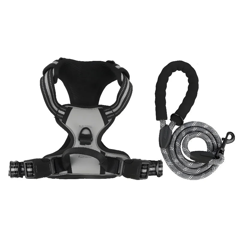Pet dog chest back anti impact reflective vest style chest back large medium cat dog chest back traction rope set dog harness