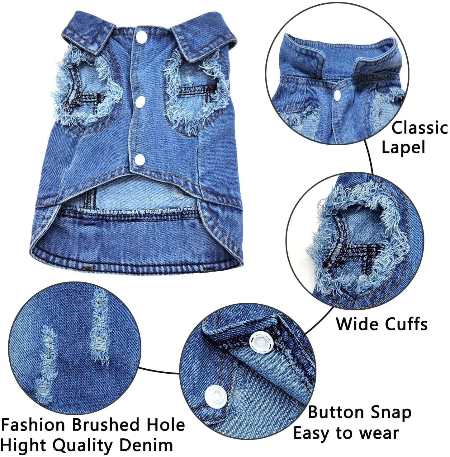 Spring Autumn Apparel Dog Jeans Jacket for Small Medium Dogs Cool Blue Pet Denim Hooded Coat Puppy Clothes Outfits