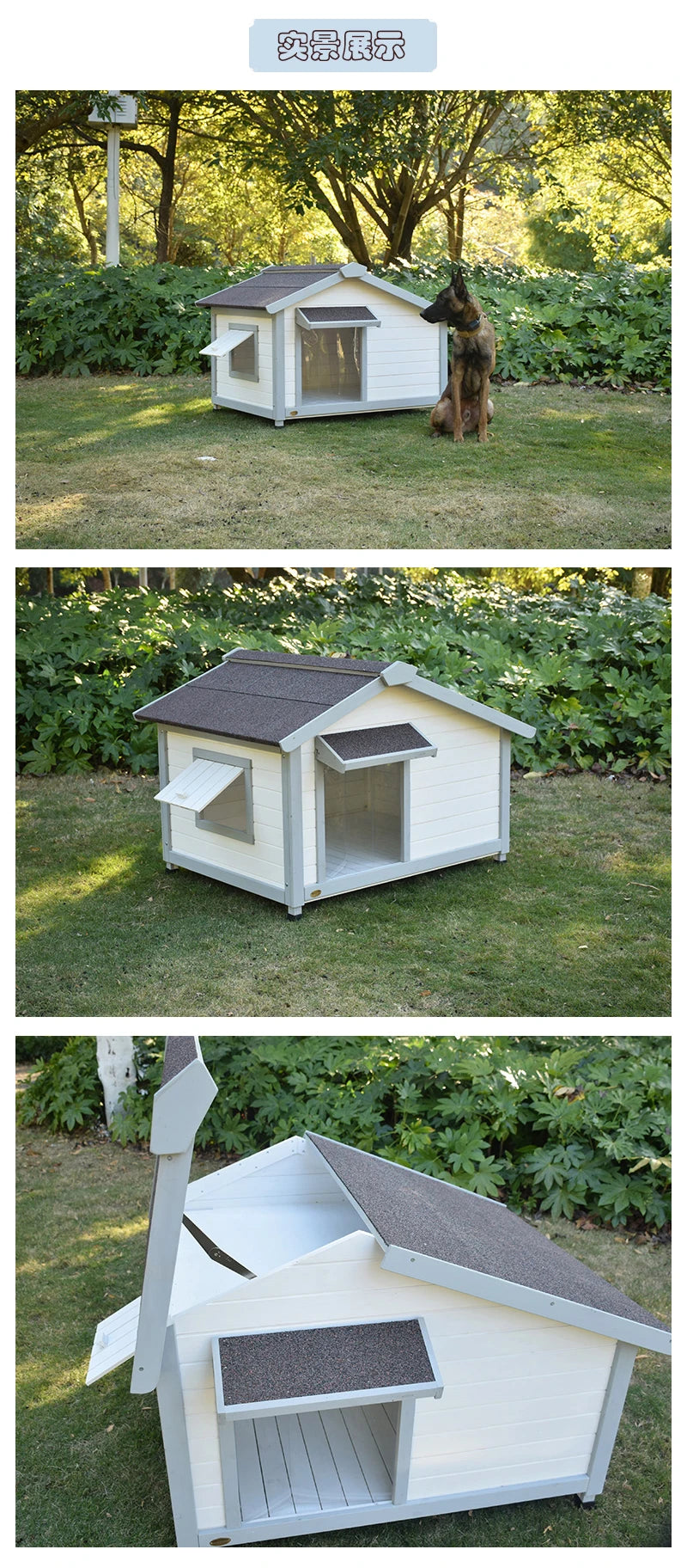Outdoor dog house dog house Small and medium-sized dog solid wood villa Warm and rainproof in winter Samoyed outdoor kennel