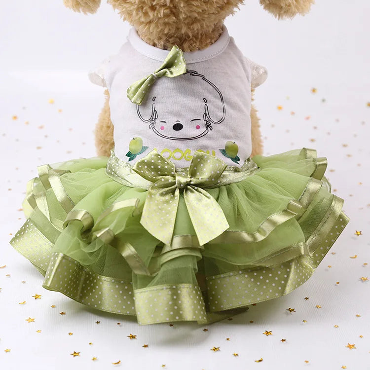 10PCS Pets Accessaries Dogs Cats Princess Flower Lace Dress For Pet Wedding Party Spring Summer small Teddy girl ropa para perro