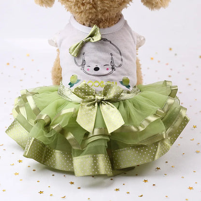 10PCS Pets Accessaries Dogs Cats Princess Flower Lace Dress For Pet Wedding Party Spring Summer small Teddy girl ropa para perro