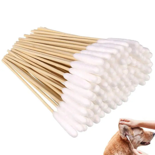 100pcs Pet Dog Ear Cleaner Cotton Buds Dog Ear Cleaner Cotton Swab Sticks Swab Sticks For Cat Pets Cleaning Supplies