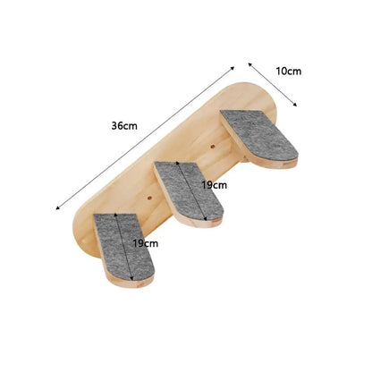 Wall Mounted Cat Climb Shelf Perch and Ladder Cat Hammock and Three Step Wood Stairway for Cats Playing and Sleeping