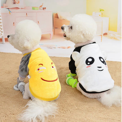 XS-XL Cute Winter Small Dog Cat Warm Vest Fleece Cartoon Printed Puppy Pet Cat Dog Clothes for Small Medium Dog Hoodie Chihuahua