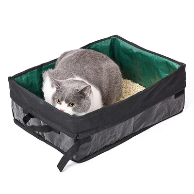Cat Litter Box Dog Toilet Tray Portable Outdoor Waterproof Reusable Travel Oxford Litter Pan for Outdoor Travel Cat Supplies