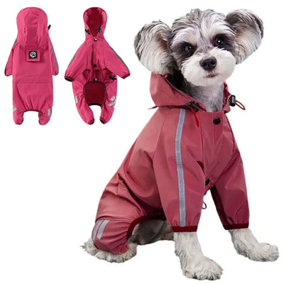Puppy Raincoat Water-resistant Dog Overalls Raincoat Waterproof Dog Clothes Reflective Small Dogs Rain Jumpsuit Pet Accessories