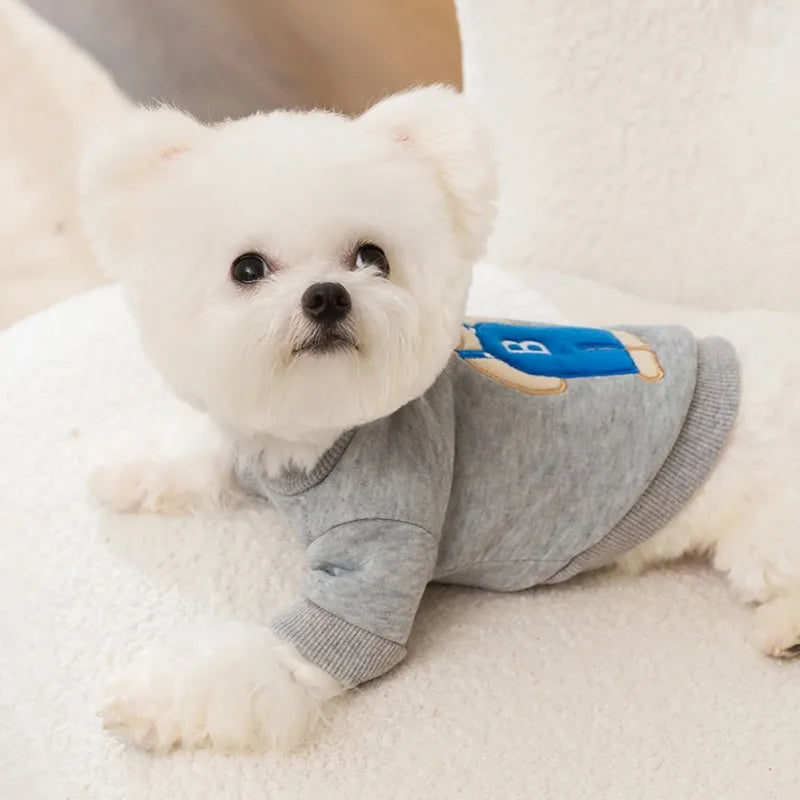 Cute Dog Clothes Bear Letter Print Pet Dog Hoodies Puppy Warm Coat Autumn Winter Dog Sweatshirt Chihuahua Apparel Cat Dlothing