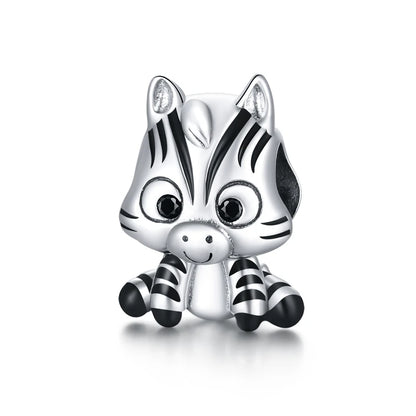 WOSTU 925 Sterling Silver Animal Charms Giraffe Zebra Unicorn Beads for Women Fit Original Bracelets Necklace DIY Jewelry Making
