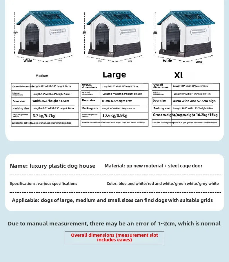 Outdoor Rainproof Pet Nest Four-season Universal with Toilet Plastic Kennel Sunscreen Dog Shed with Toilet with Toile