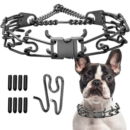 Adjustable Pinch Collar for Dogs,Gold Dog Training Collar Prong Collar with Quick Release Buckle for Small Medium Large Dogs