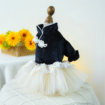 Sweet Princess Female Puppy Summer Clothes Wedding Party Dress for Dogs White Lace French Bulldog Small Medium Pet Cat Clothing
