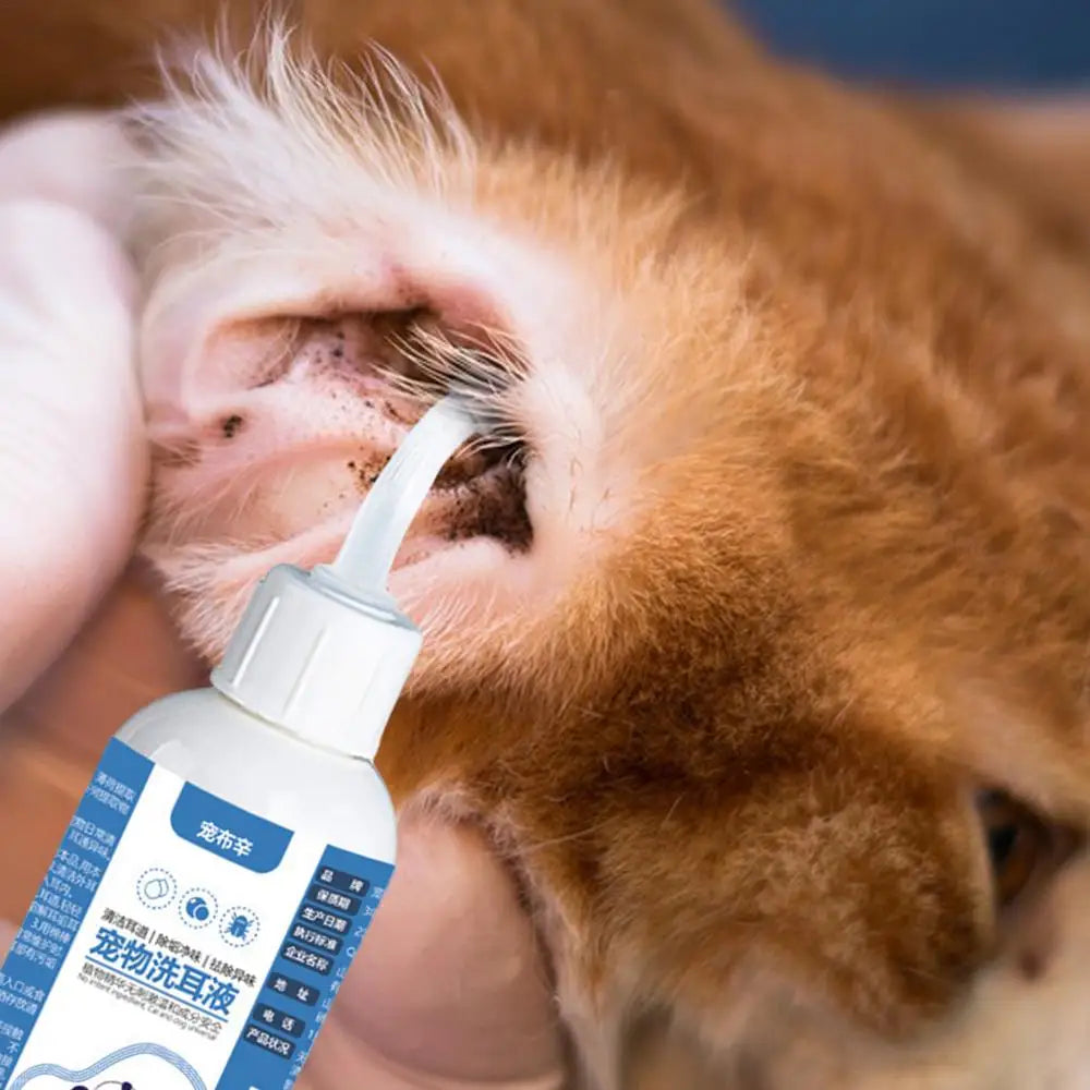 Ear Drops for Cat and Dog 60ml Gentle & Natural Ear Drops Ear Cleaning Liquid Regular Use Helps Avoid Discomfort Dog Ear Cleaner