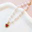 Pearl Chain Accessories for Cats Zircon Heart Pet Products Small Medium Puppy Neck Wear Wedding Birthday Gift Pet Dog Collar