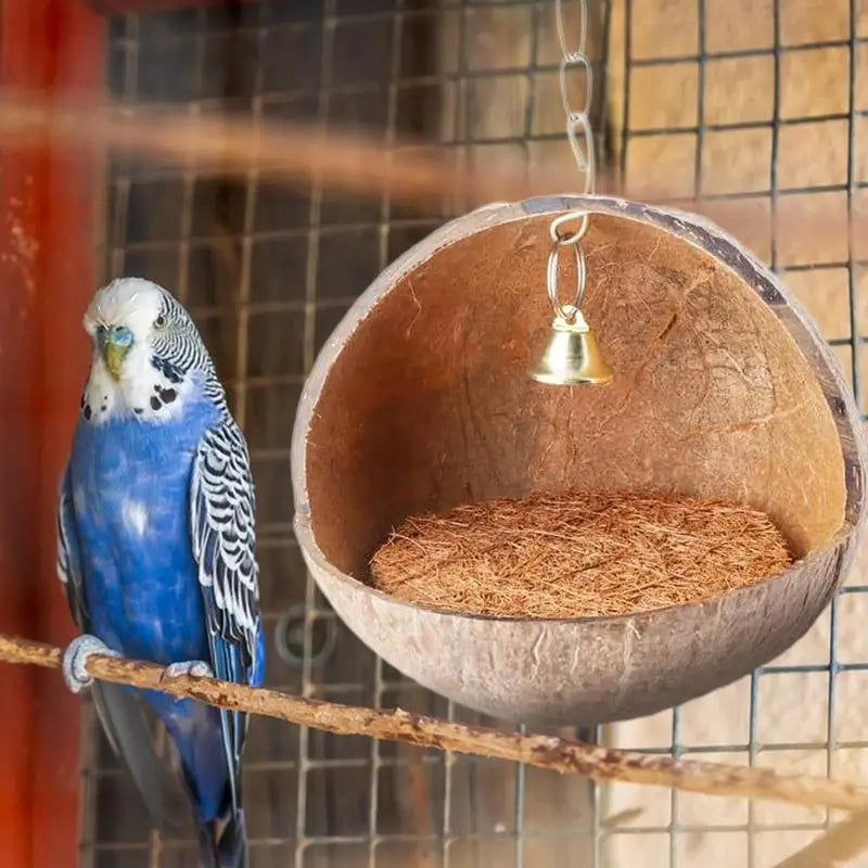 Coconut Bird Nest Bird Hideaway Parakeet Nest Bird House Hut Cage Coconut Shell Bird Nest Parakeet Nesting Box Parrot Home