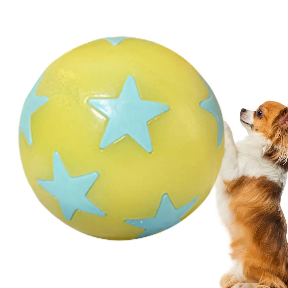 Dog Chew Ball Light Up Elastic Chew Toy With Star Pattern Soft Pet Supplies Chewable Ball 6cm For Veterinary Hospitals Pets Cats
