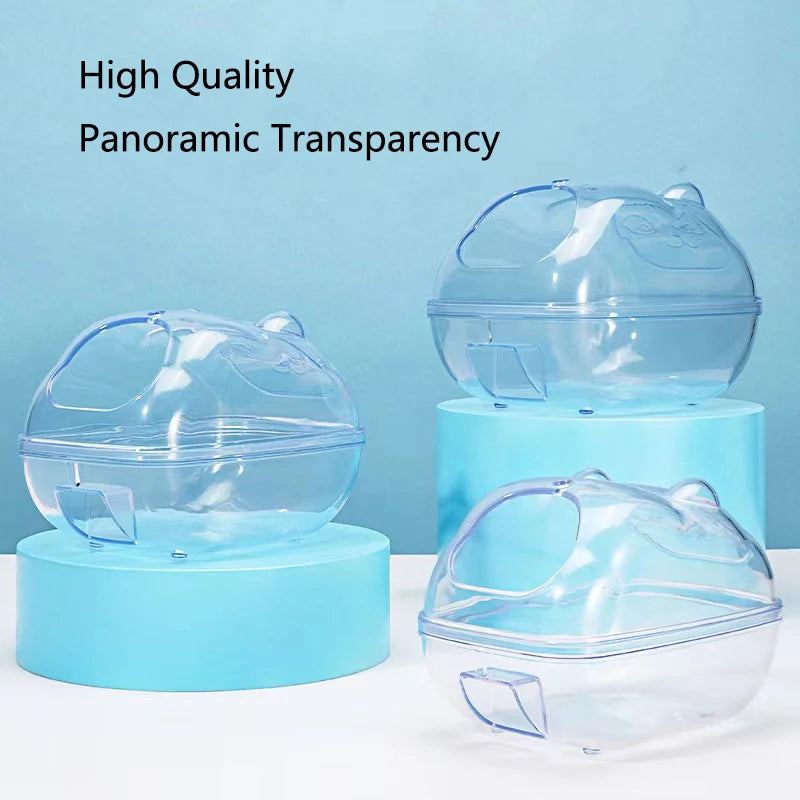 Hamster Bathroom Panoramic Transparent Hamster Mouse Pet Toilet Cage Box Bath Sand Room Toy House Small Pet Supplies Accessories