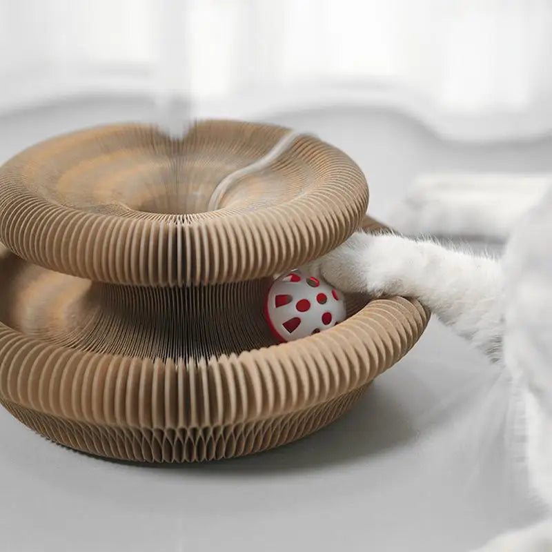 Cardboard Cat Toy Foldable Cat Scratcher Cardboard With Ball Kitty Scratching Post Cat Ball Track Accordion Toys cat toy