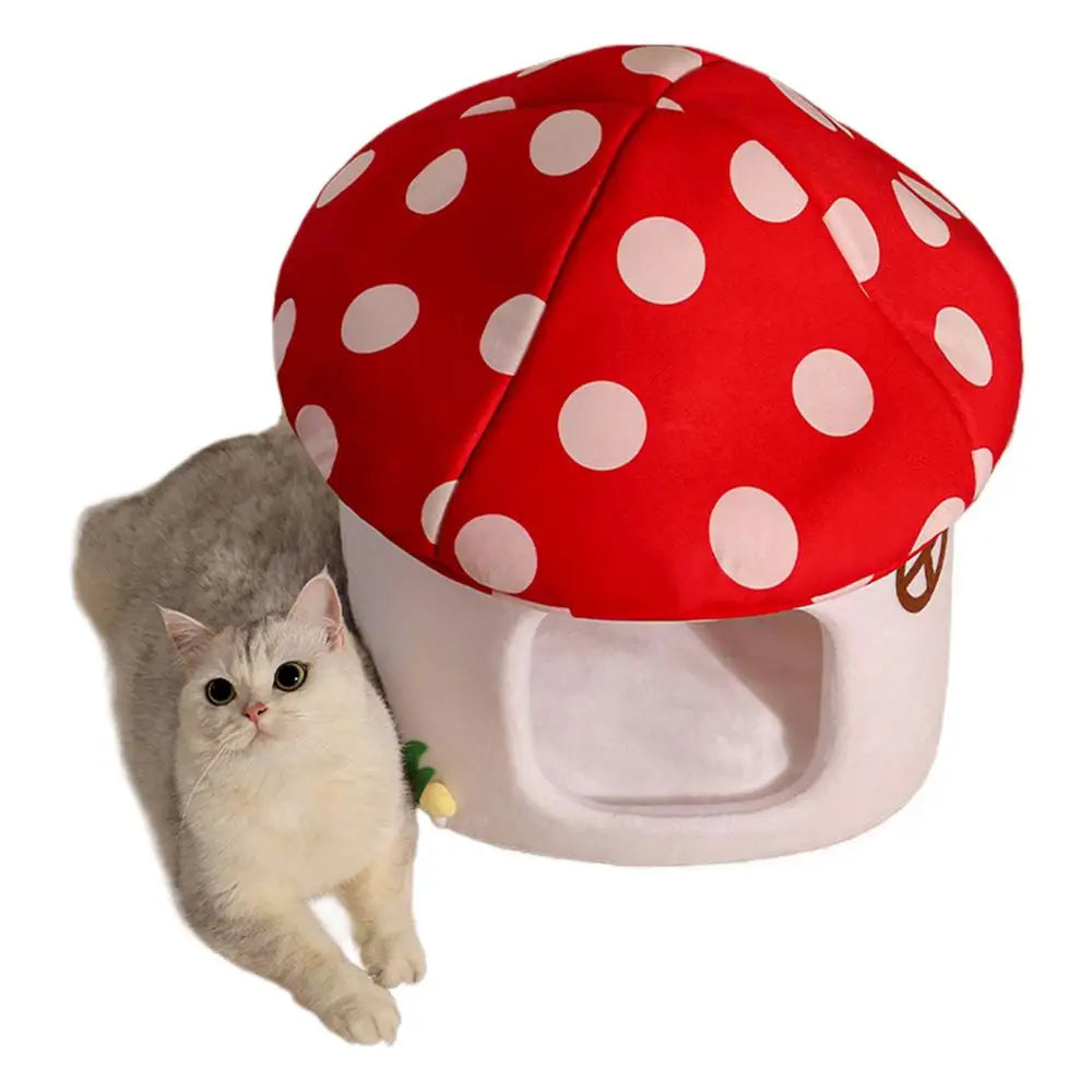 Pet  Warm Bed Cave Nest Mushroom Shape Cat Winter Tent Warming Puppy House Cozy Kitten Sleeping Tent Cave Beds For Small Pets
