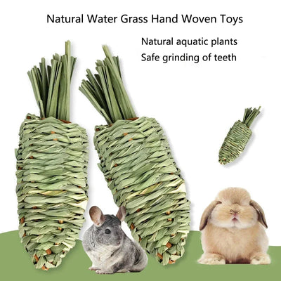Hand Wove Natural Straw Rope Carrot Hamster Molar Chew toy Small Pets Toys For Hamster Rabbit Grinding Groducts Gnaw Toy Supply