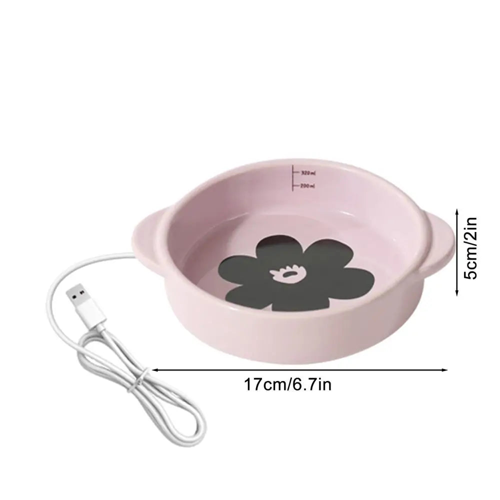 Heated Pet Water Bowl Outdoor Pet Heated Waterer 15W Thermostatic Control Ceramic Travel-Friendly Anti-slip Heated Pet Bowl
