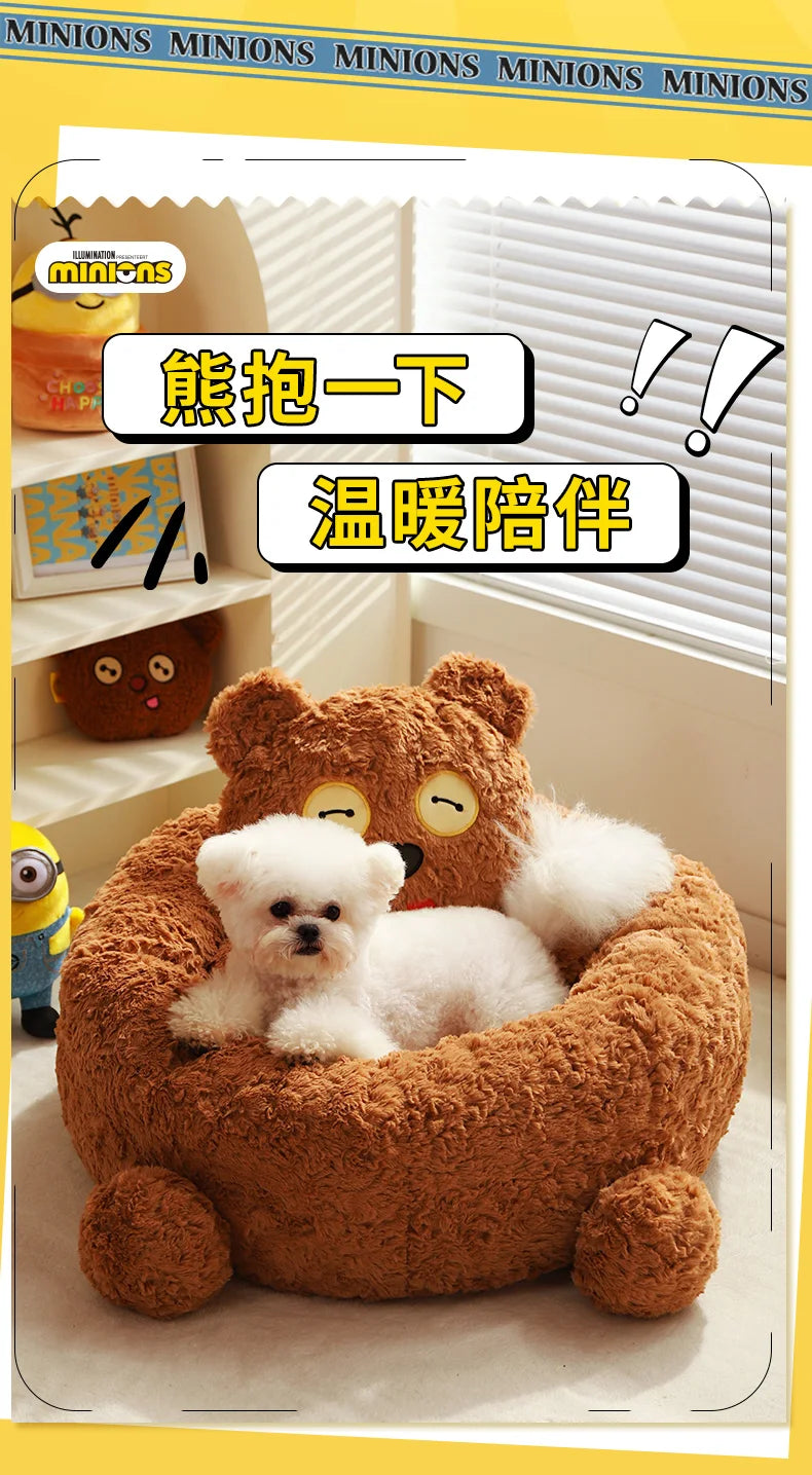 Minions joint series TIM bear pet litter cat litter winter warm kennel small dog teddy pet supplies