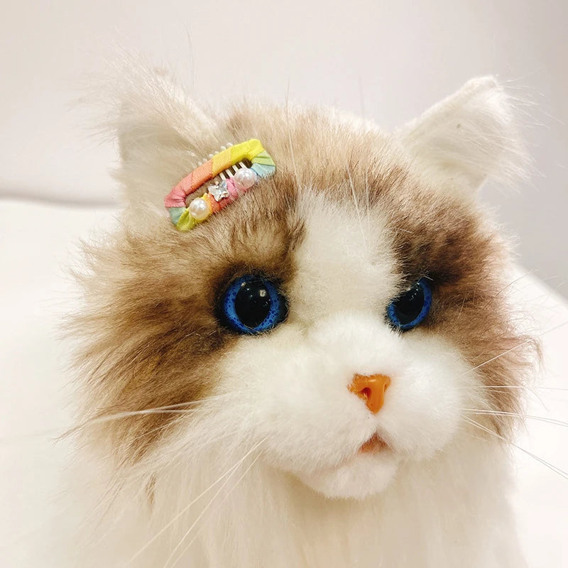 European Fashion Hair Accessories For Cats Rainbow Color Pearl York Dog Hairpins Long Hair Animal Comb Fancy Girl Pet Supplies