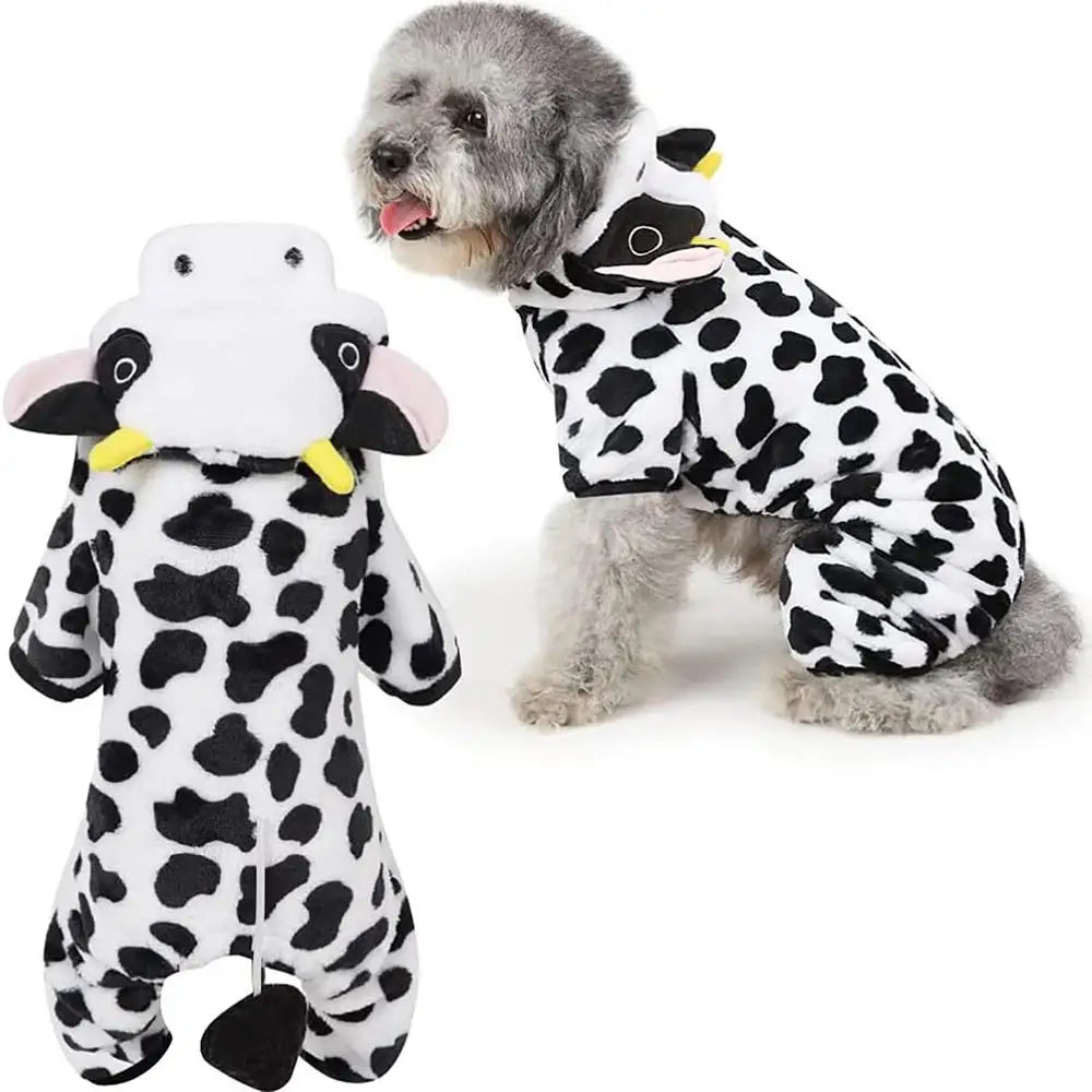 Cow Dog Costume Cow Style Hoodie Halloween Dog Costumes Pet Winter Comfortable Jumpsuits Puppy Cosplay Accessories For Small