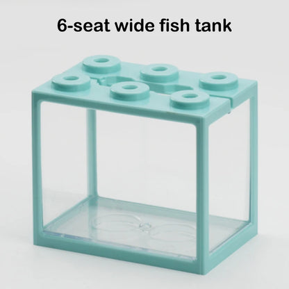 Mini Fish Bowls Thai Betta Tank Small Ornamental Fish Live Pet Stackable Aquariums Cylinder 6 Holes High Transparency Fish Tanks