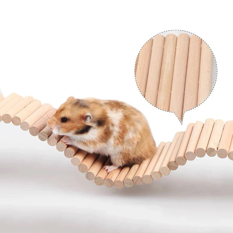 Smooth Wooden Hamster Ladder Climbing Ropeway Hamster Toy Pet Training Round Boardwalk Parrot Boardwalk Parrot Toy Bird Supplies