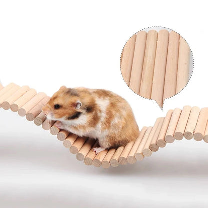 Smooth Wooden Hamster Ladder Climbing Ropeway Hamster Toy Pet Training Round Boardwalk Parrot Boardwalk Parrot Toy Bird Supplies