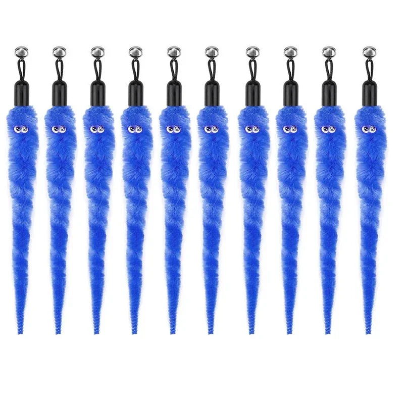 Funny Cat Stick Toy Furry Feather with Bell Cat Stick Toy Kitten Playing Pet Accessories Worm on A String Cat Toys Interactive