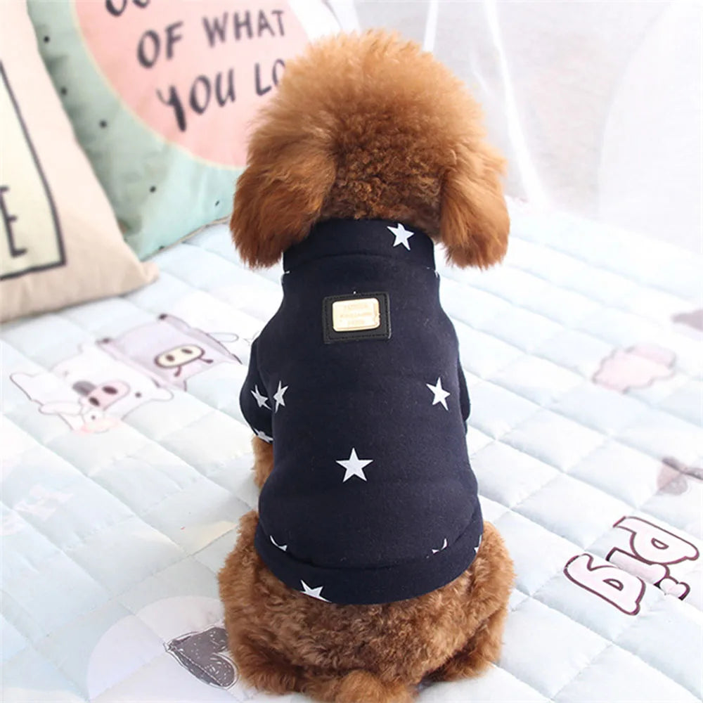 Fashion Star Pet Fleece Sweatshirt Sweater Jacket for Small Dogs Cats Crewneck Winter Coat Puppy Clothes for Poodle Shih Tzu Pug
