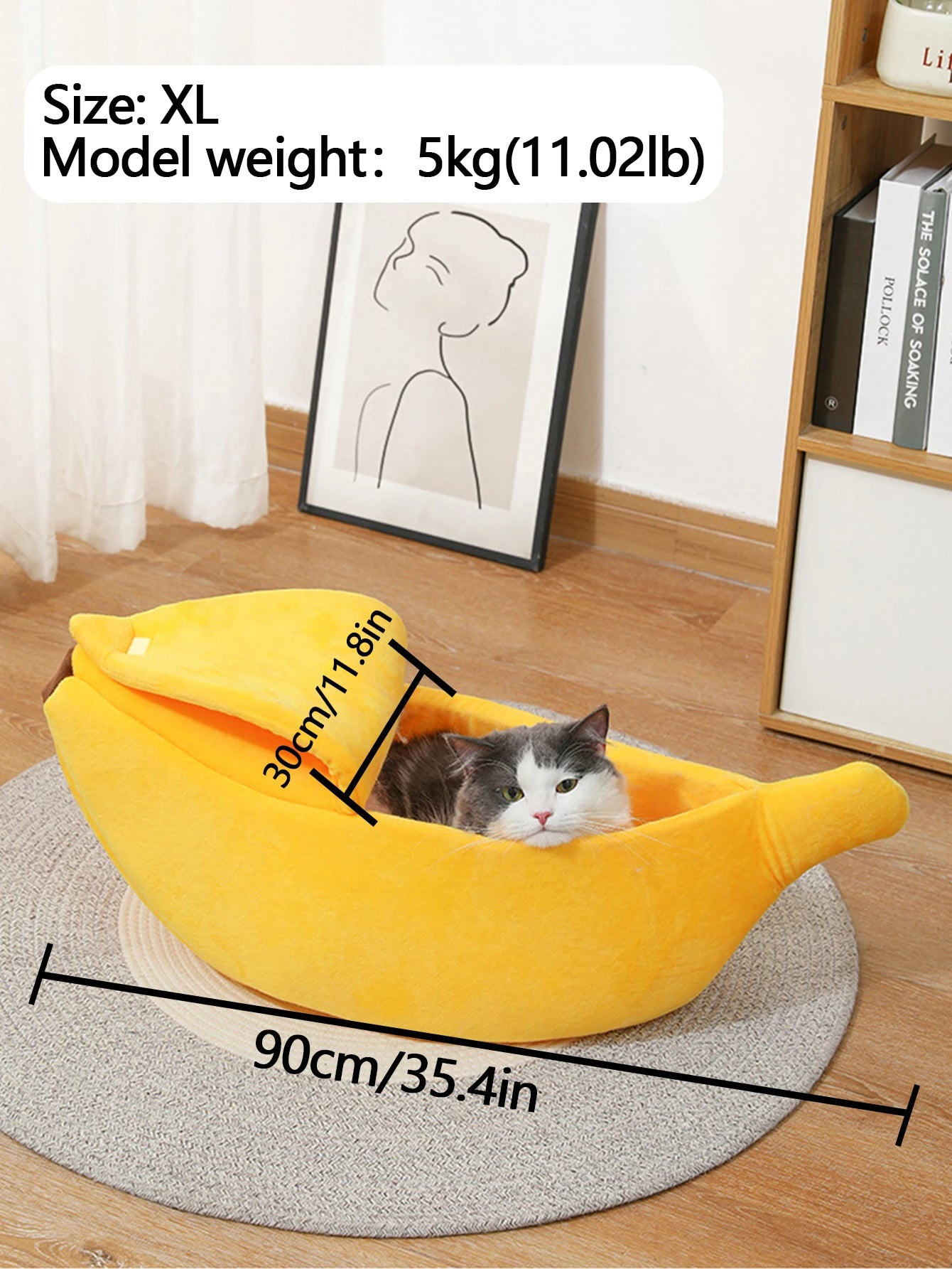 Plush Bed for Cats Winter Things Warm Houses Banana Pet Products Accessory Habitats All Basket Cushions  Puppy Supplies