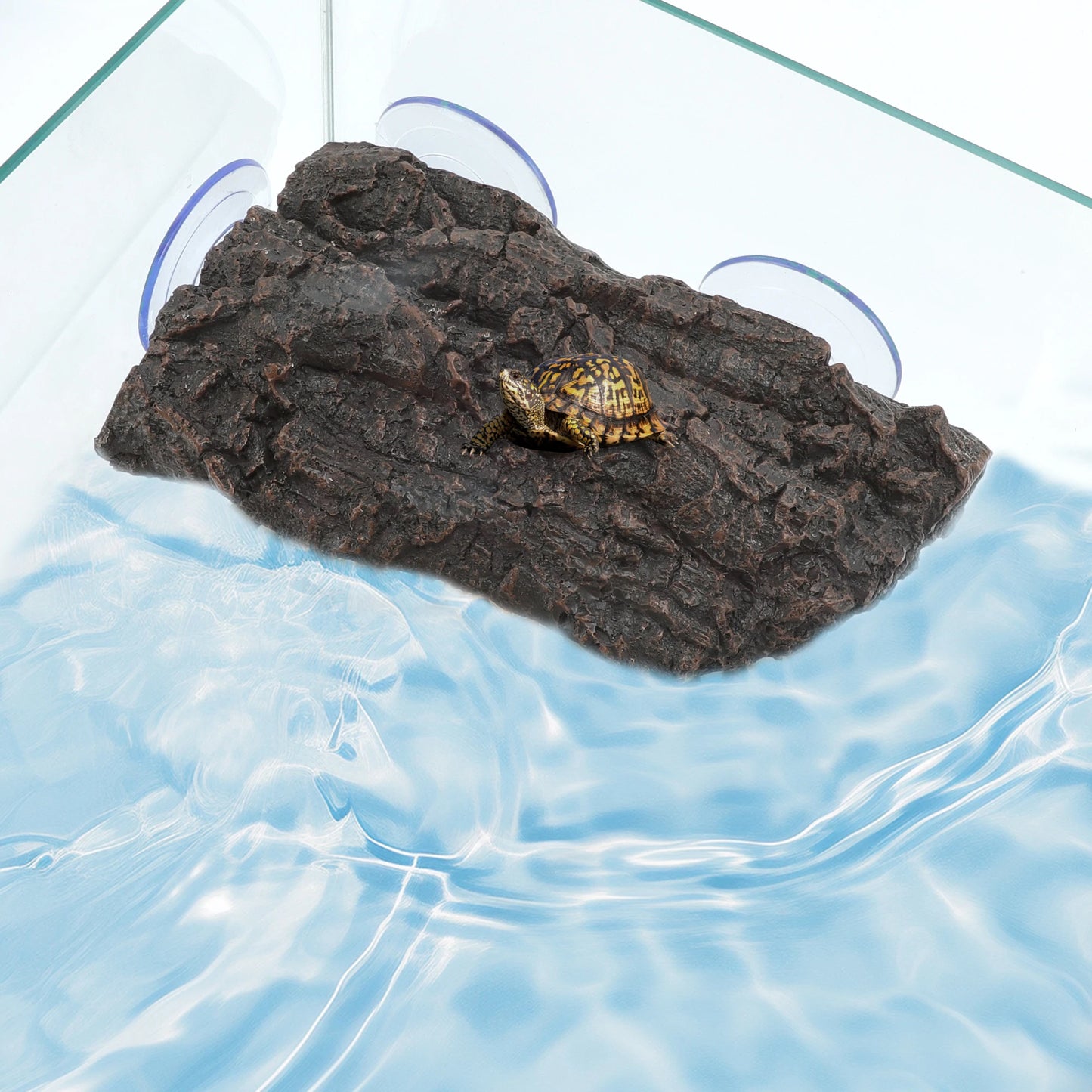 UXCELL Pet Turtle Basking Platform with Suction Cups Resin Floating Turtle Platform Artificial Stone Fake Rock Habitat Decor