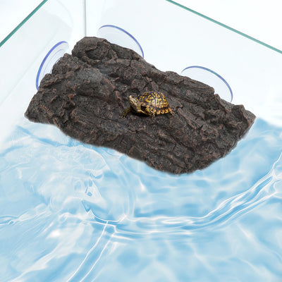 UXCELL Pet Turtle Basking Platform with Suction Cups Resin Floating Turtle Platform Artificial Stone Fake Rock Habitat Decor