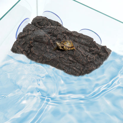 UXCELL Pet Turtle Basking Platform with Suction Cups Resin Floating Turtle Platform Artificial Stone Fake Rock Habitat Decor