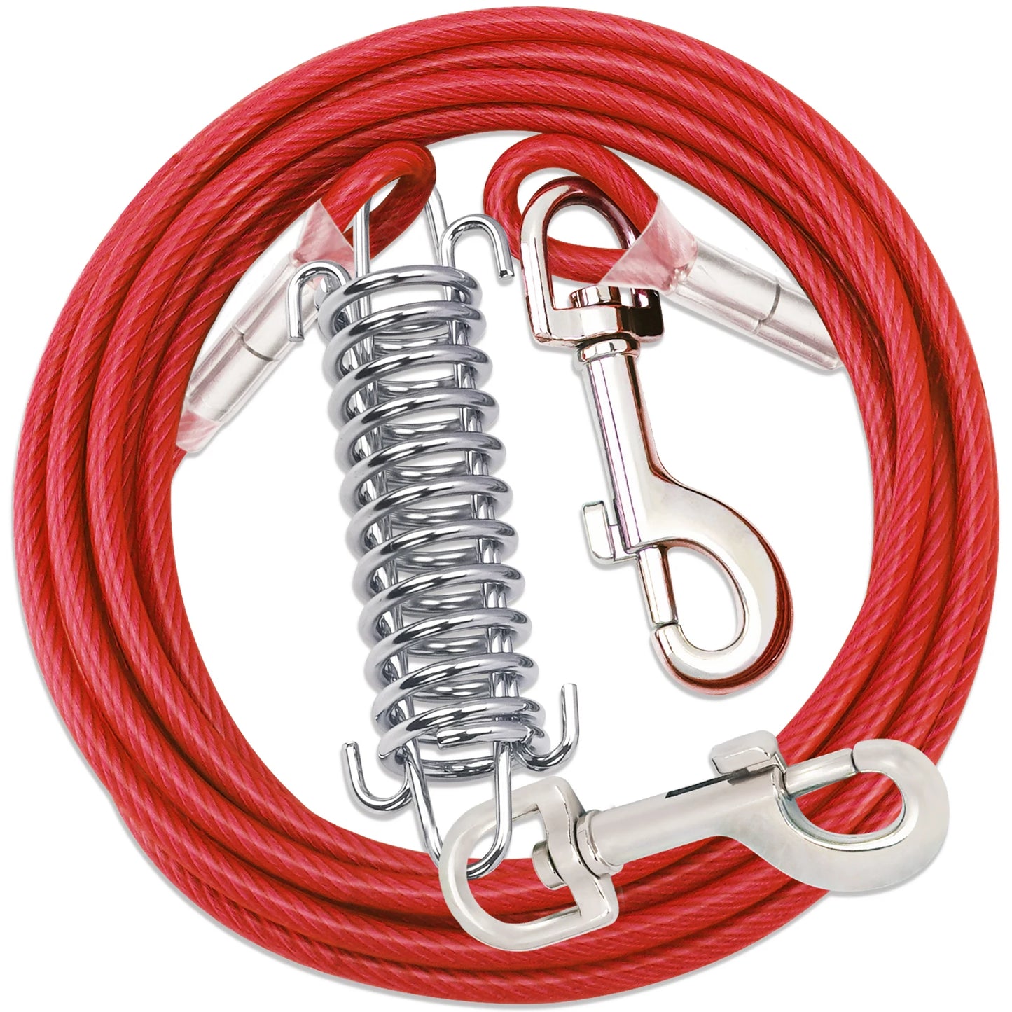 Steel Wire Dog Tie Out Cable, Dog Runner for Yard, Durable Superior Clips, Silver Dog Chains